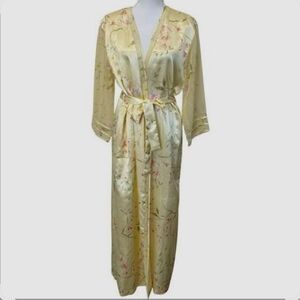 Vtg Oscar De La Renta Pink Label Floral Robe w/Belt & Nightgown M